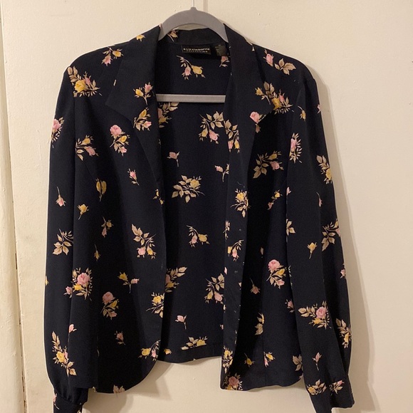 Liz Claiborne Jackets & Blazers - Liz Claiborne lightweight blazer, 12, dark navy blue, floral